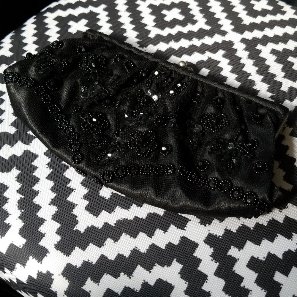 Black beaded clutch